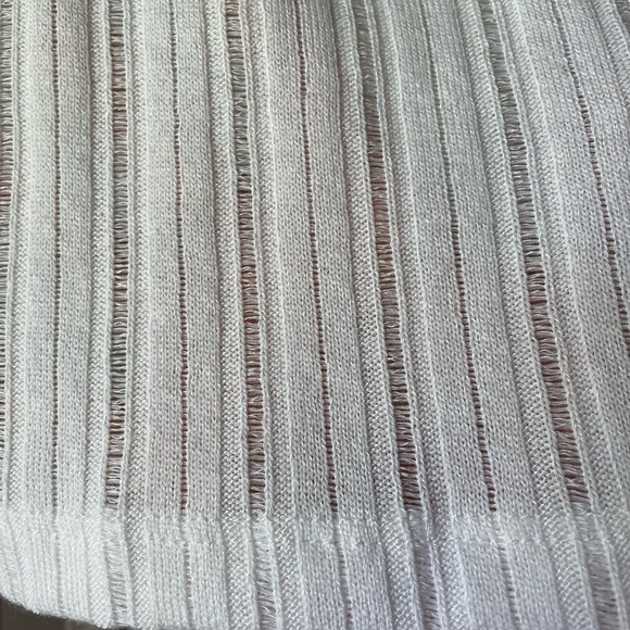 Anthropologie White Long Sleeve Pointelle Boho Cotton Top - Picture 5 of 5